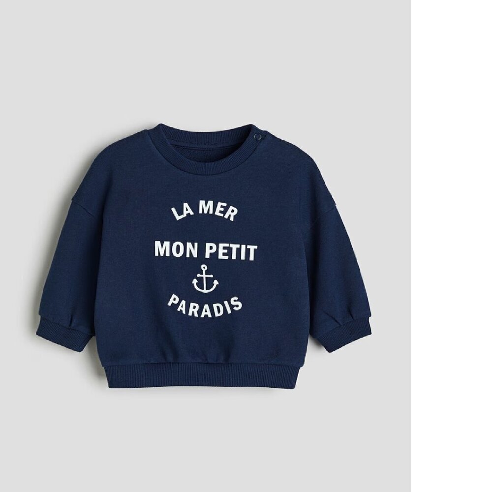 H&M Nautical Cotton Sweatshirt Navy Baby 12M